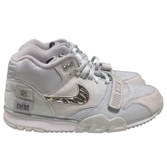 Nike Air Trainer 1 Sneakers Mens 12.5 Gray SB LVIII Super Bowl 58 Mid Top NEW - Picture 3 of 10